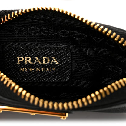 Prada Saffiano Triangle Logo Card Holder With Strap Black 6 of 8