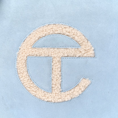 Telfar X UGG Suede Shearling Medium Shopping Bag Blue 8 of 11