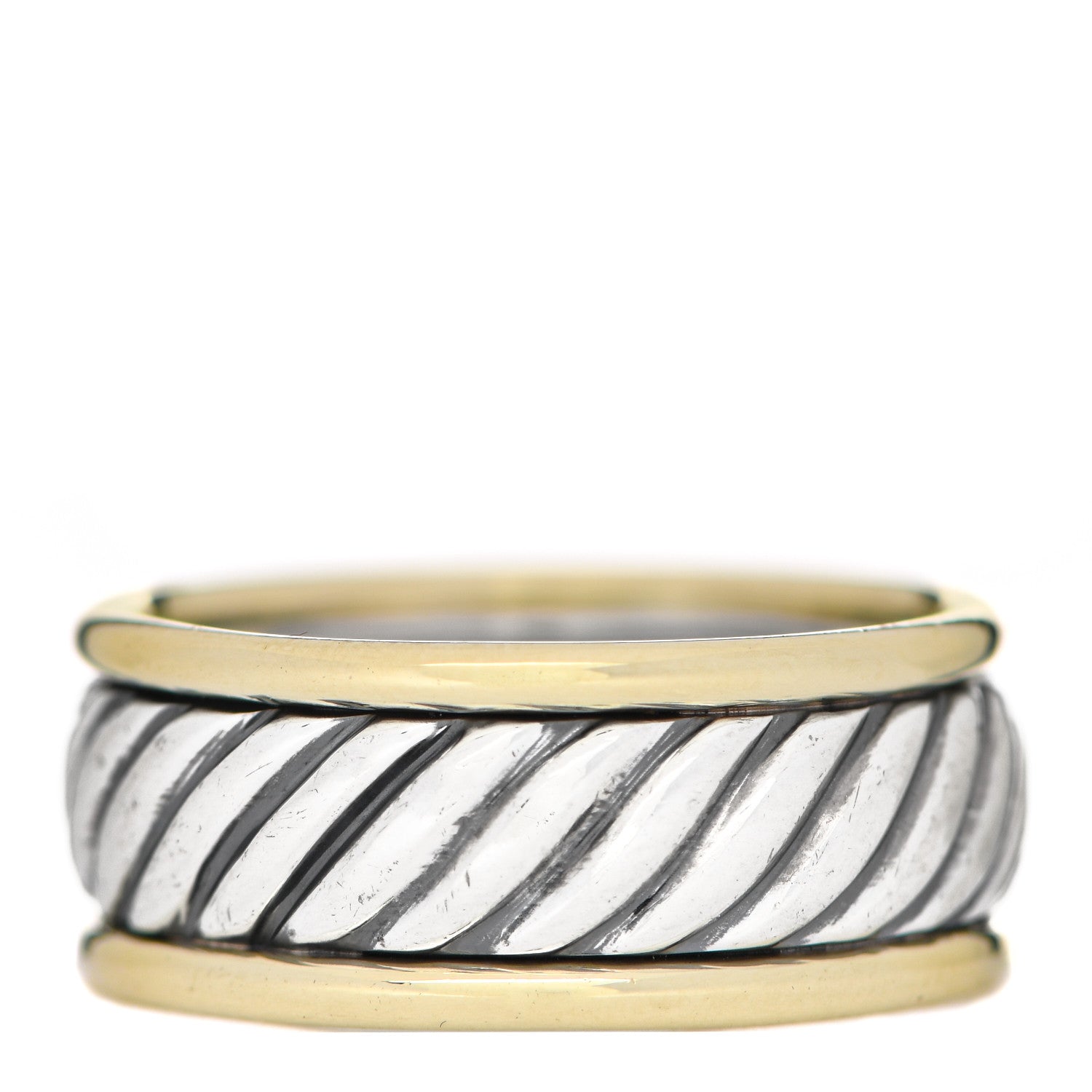 David Yurman Sterling Silver 14K Yellow Gold Cable Band Ring 62 10 1 of 5