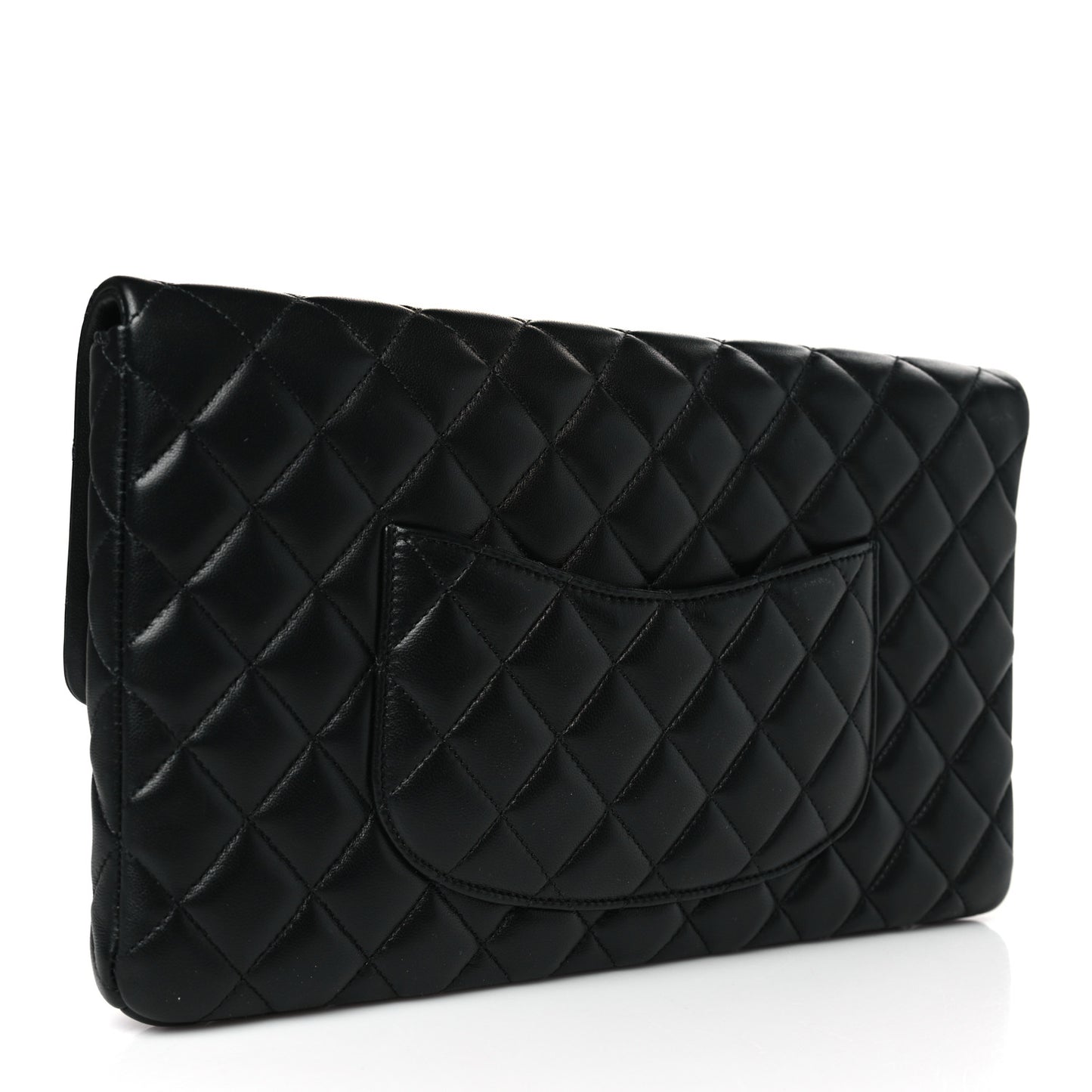 Lambskin Quilted Flap Clutch Black