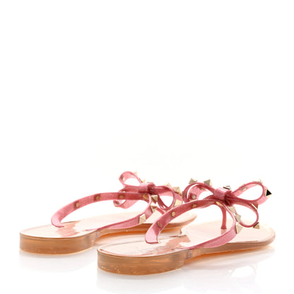 Valentino Garavani PVC Jelly Glitter Rockstud Bow Thong Sandals 37 Pink 4 of 7