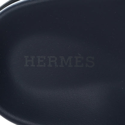 Hermes Suede Goatskin Womens Chypre Sandals 37.5 Marine Violet Majorette 8 of 9
