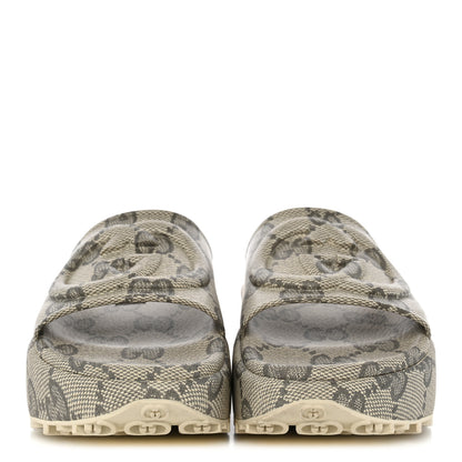 Gucci Cubic Rubber GG Monogram Womens Interlocking G Platform 42mm Slide Sandals 36 Beige Ebony 3 of 11