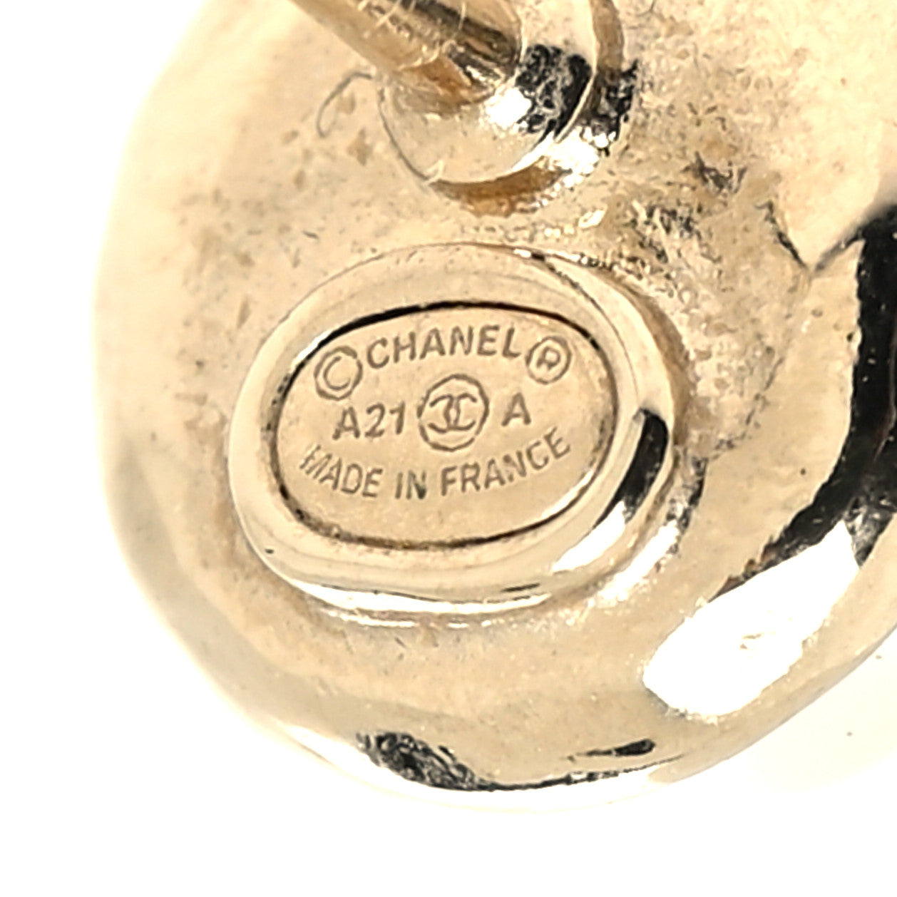 Pearl Crystal Logo Earrings Gold Pearly White