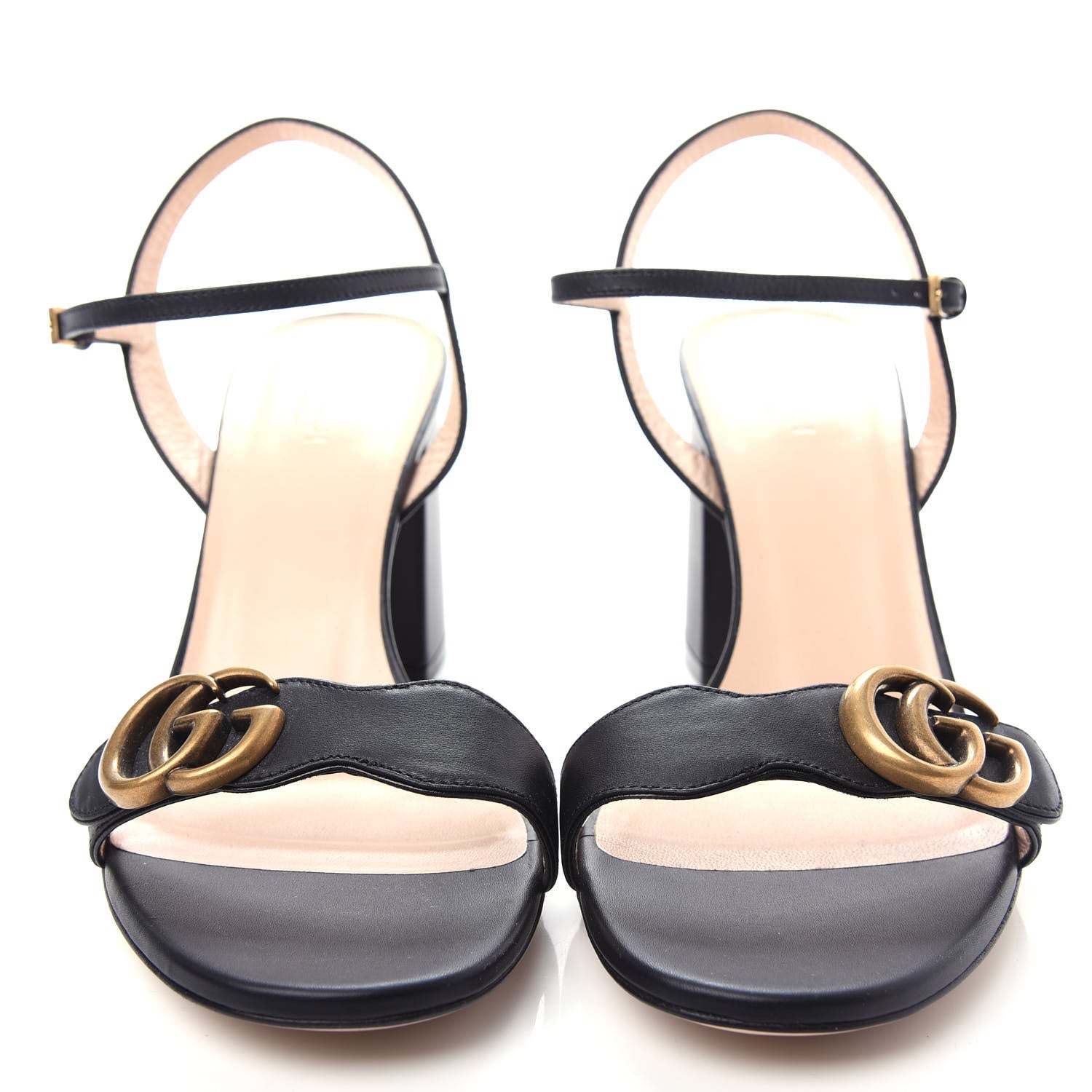 Gucci Lifford Calfskin GG Marmont Ankle Wrap 75mm Sandals 40.5 Black 5 of 11