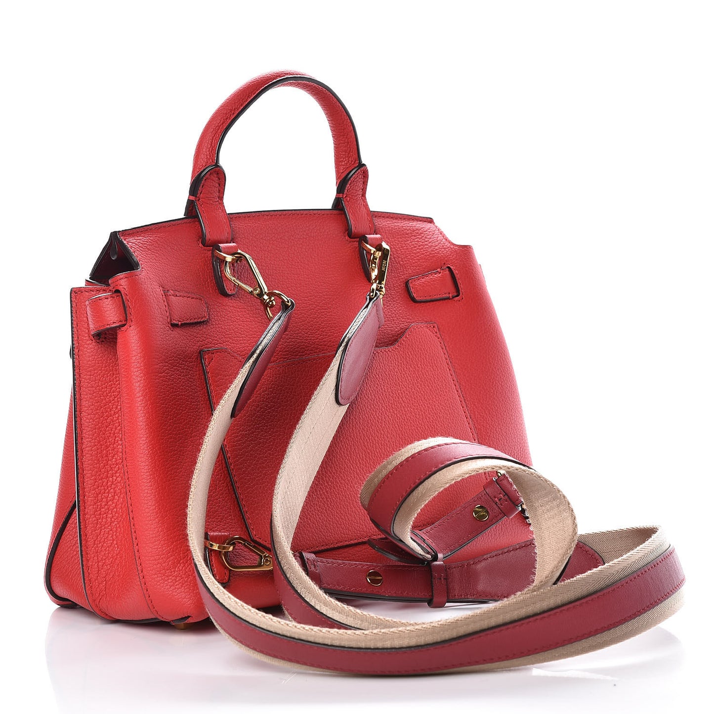 Grained Calfskin Medium Milla Convertible Backpack Red