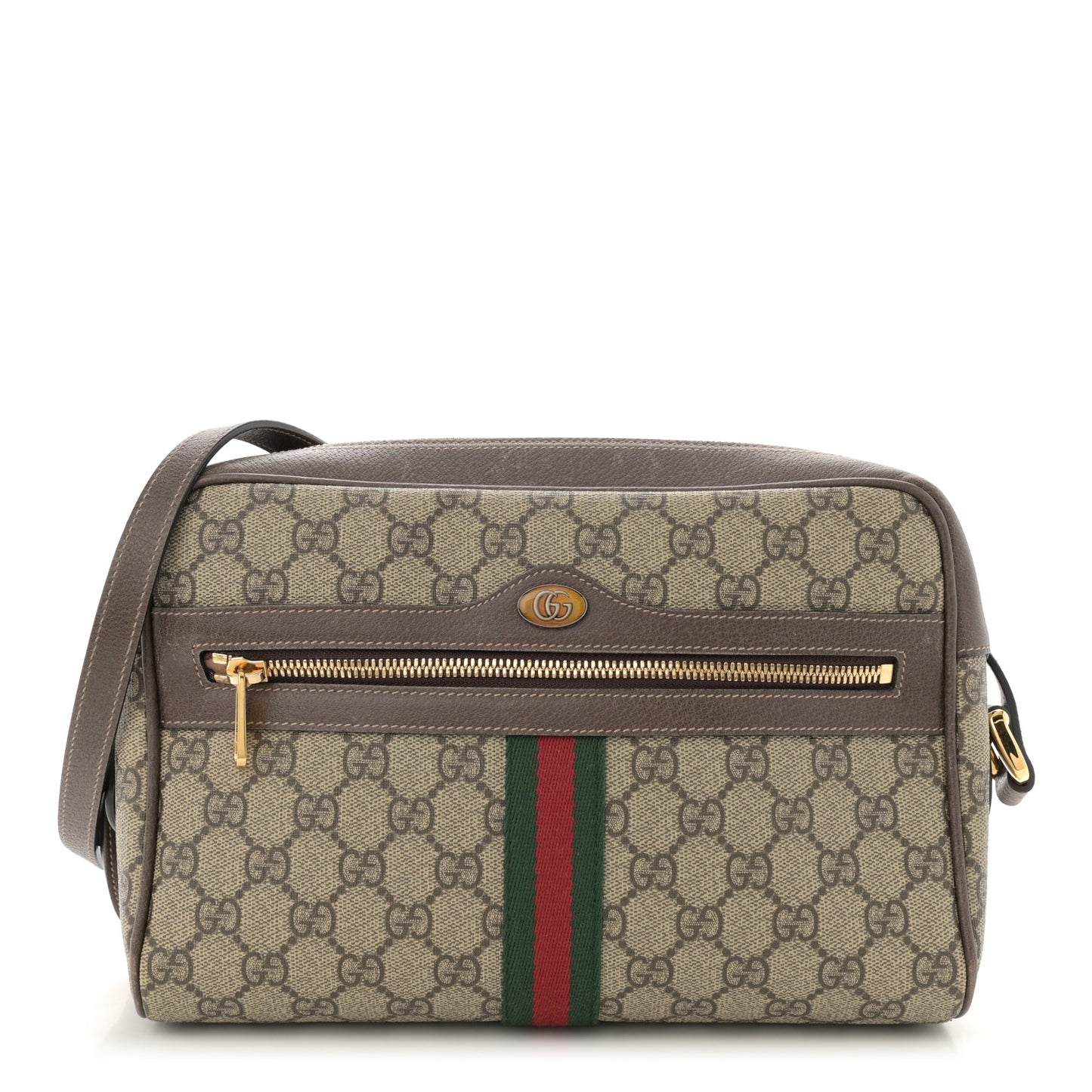 GG Supreme Monogram Web Small Ophidia Shoulder Bag Brown
