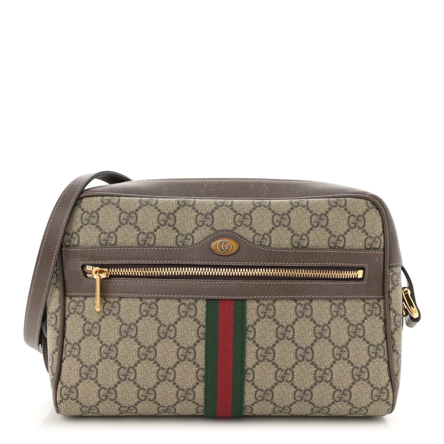 Gucci GG Supreme Monogram Web Small Ophidia Shoulder Bag Brown 1 of 12
