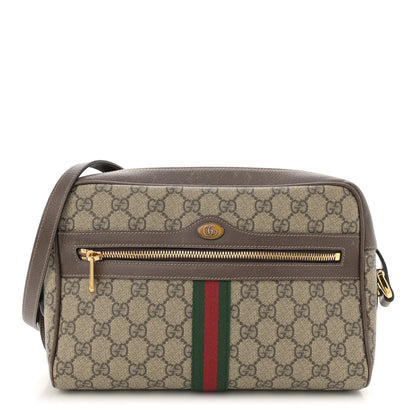 Gucci GG Supreme Monogram Web Small Ophidia Shoulder Bag Brown 1 of 12