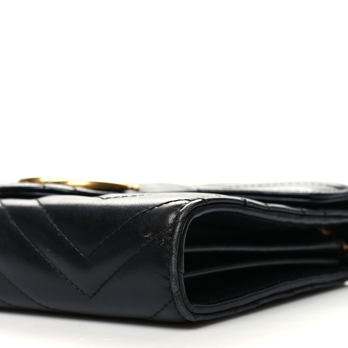 Calfskin Matelasse GG Marmont Chain Wallet Black