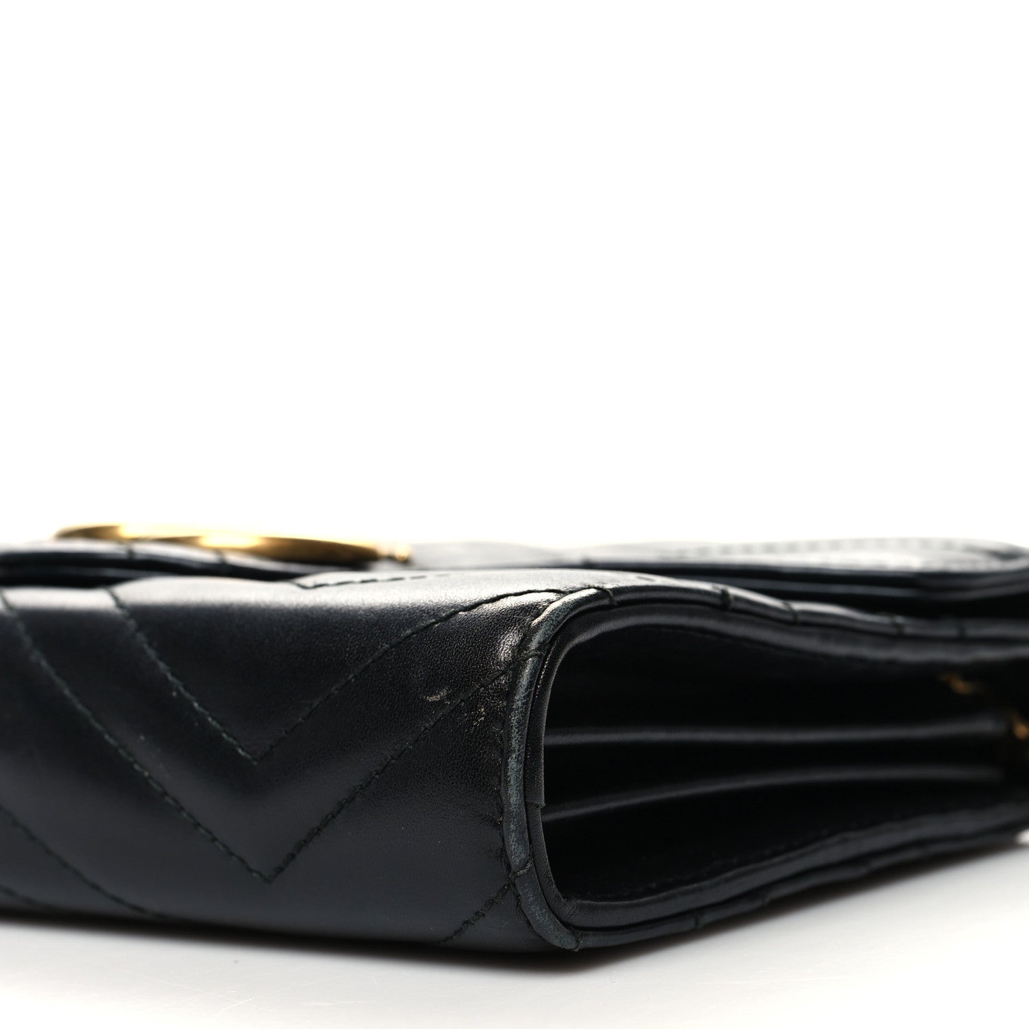 Gucci Calfskin Matelasse GG Marmont Chain Wallet Black 10 of 11