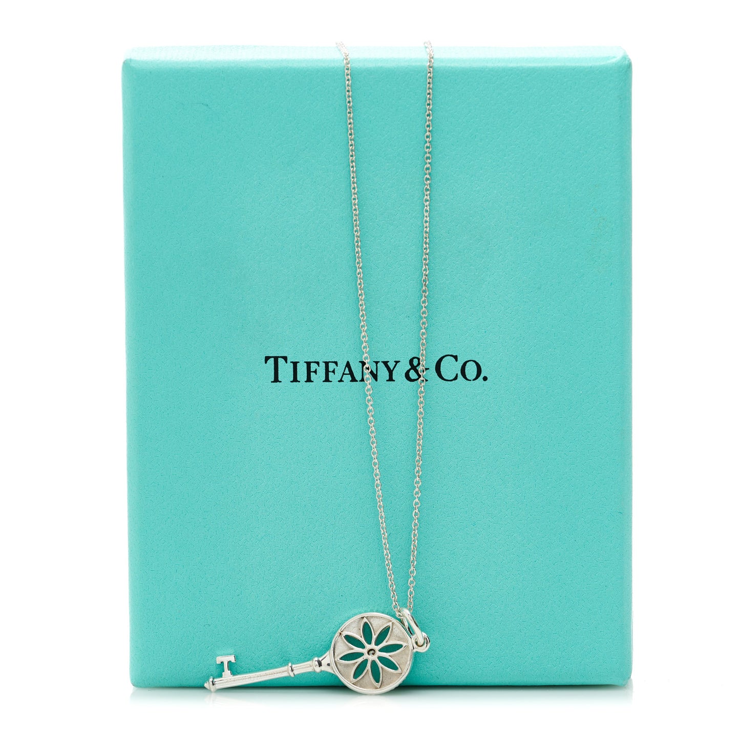 Sterling Silver Diamond Small Daisy Key Pendant Necklace