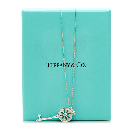 Tiffany Sterling Silver Diamond Small Daisy Key Pendant Necklace 7 of 7