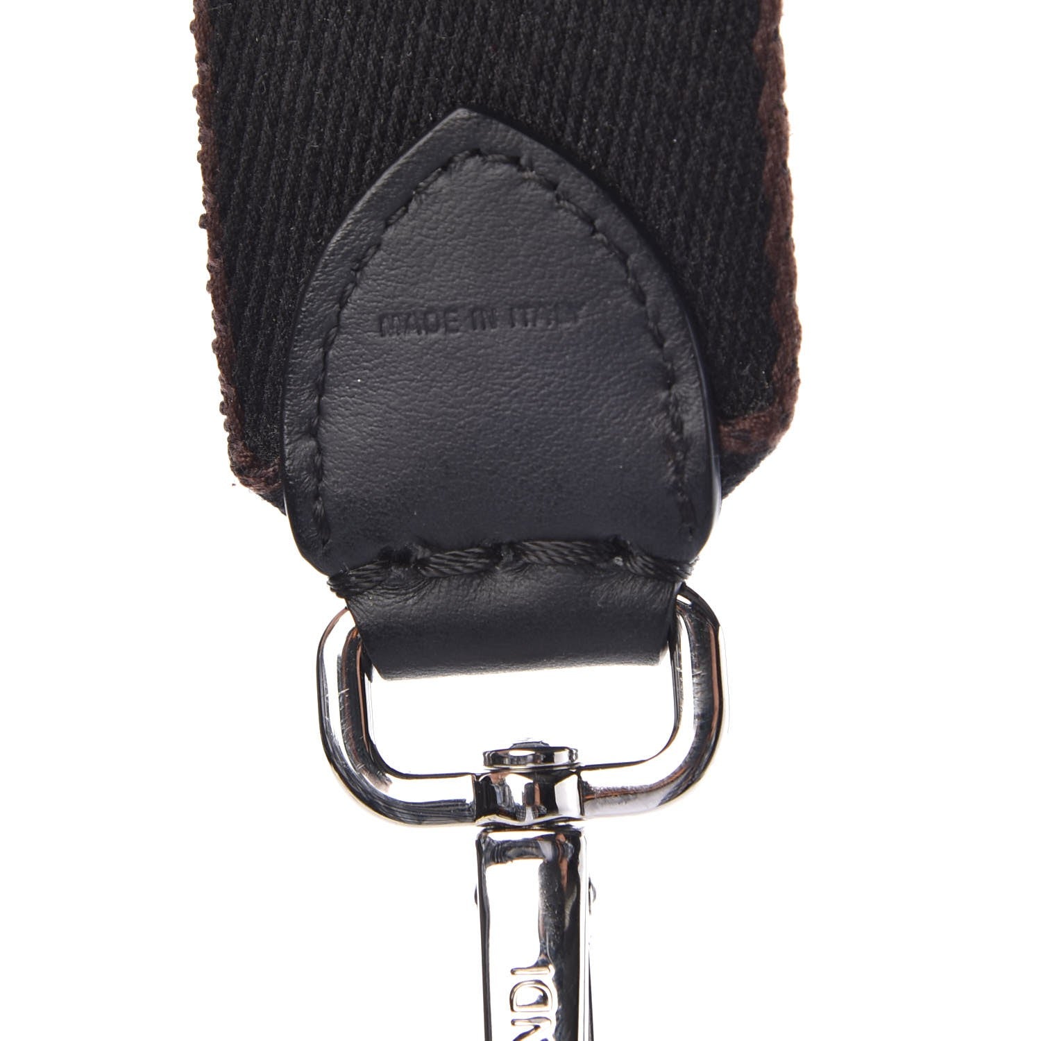 Fendi Ribbon Vitello Century FF Striped Mini Strap You Black Tobacco 3 of 4