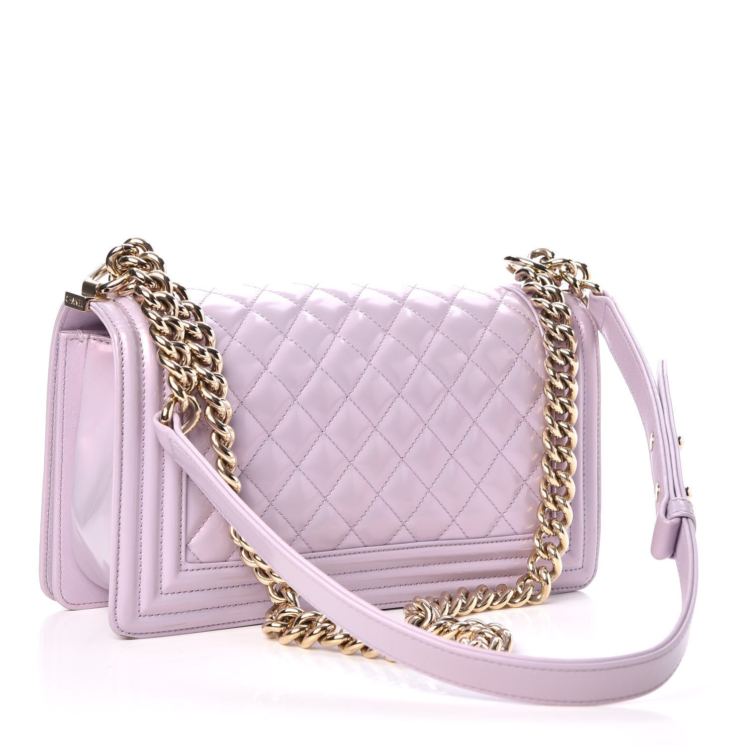 Chanel Patent Calfskin Quilted Medium Boy Flap Light Purple 3 of 10