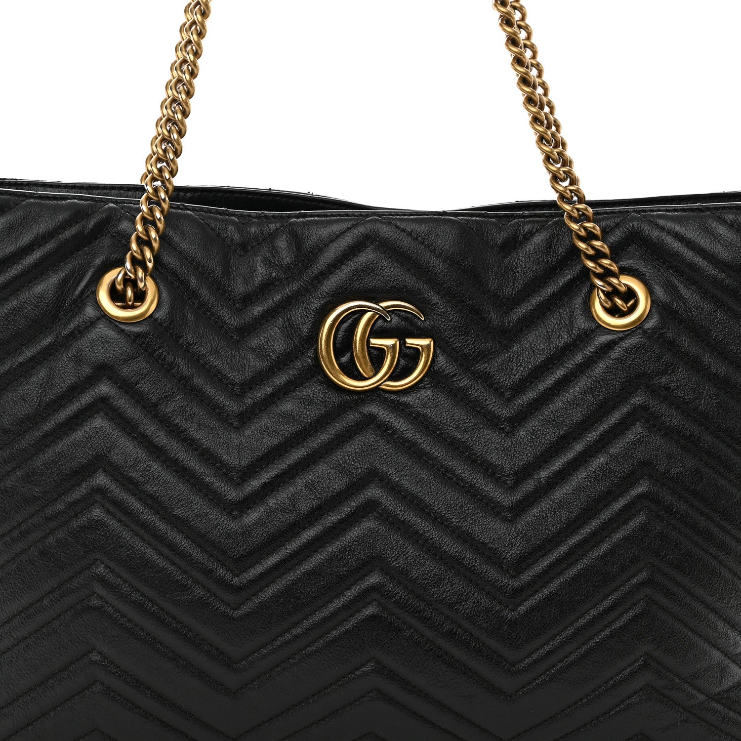 Gucci Vintage Calfskin Matelasse Medium GG Marmont Slim Tote Black 9 of 20