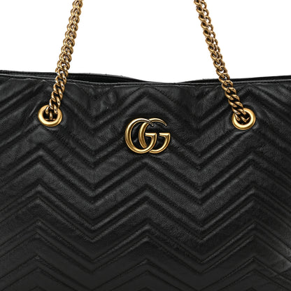 Gucci Vintage Calfskin Matelasse Medium GG Marmont Slim Tote Black 9 of 20