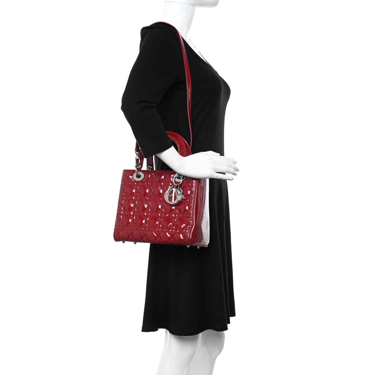 Patent Cannage Medium Lady Dior Red