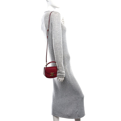 Celine Shiny Calfskin Triomphe Mini Besace Clea Carmin 2 of 10
