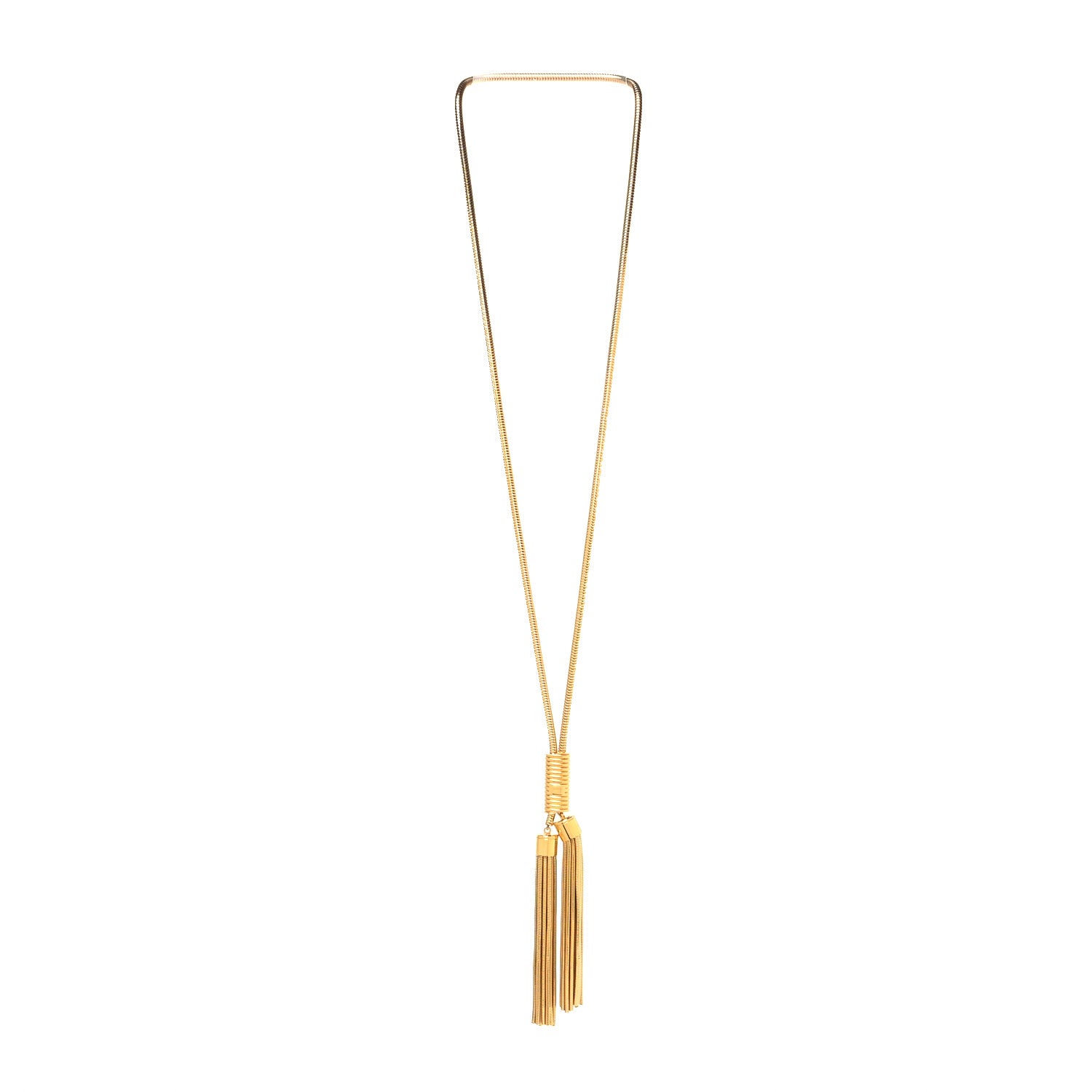Saint Laurent Brass Double Tassel Necklace Gold 3 of 3