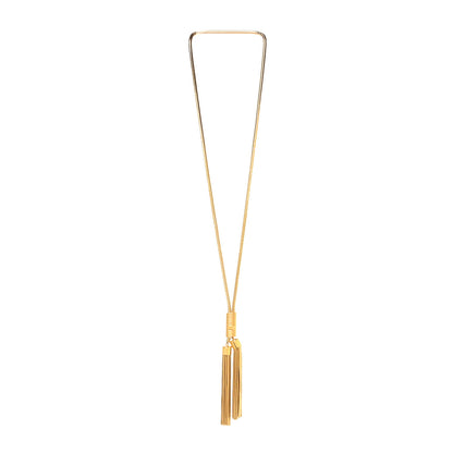 Saint Laurent Brass Double Tassel Necklace Gold 3 of 3