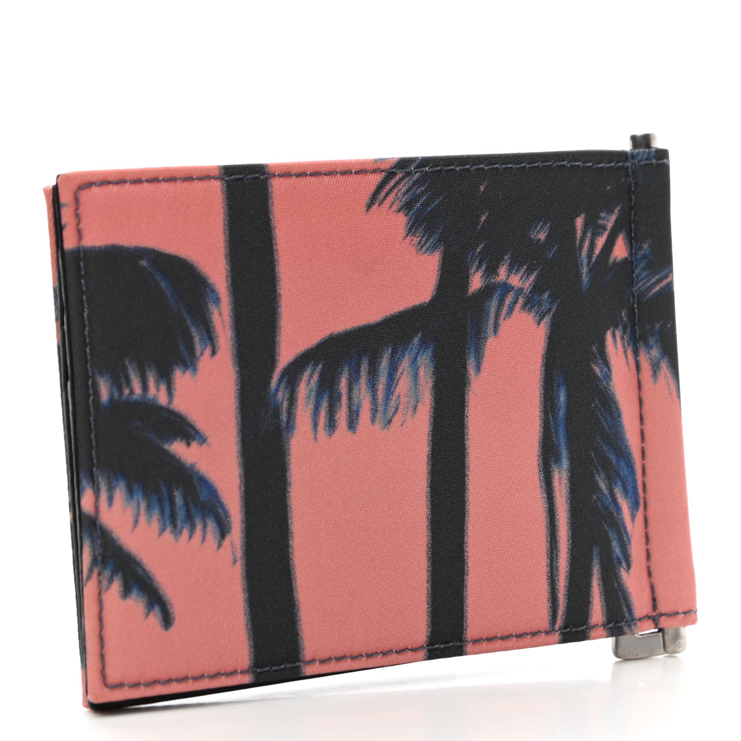 Nylon Palm Tree Print Bill Clip Card Case