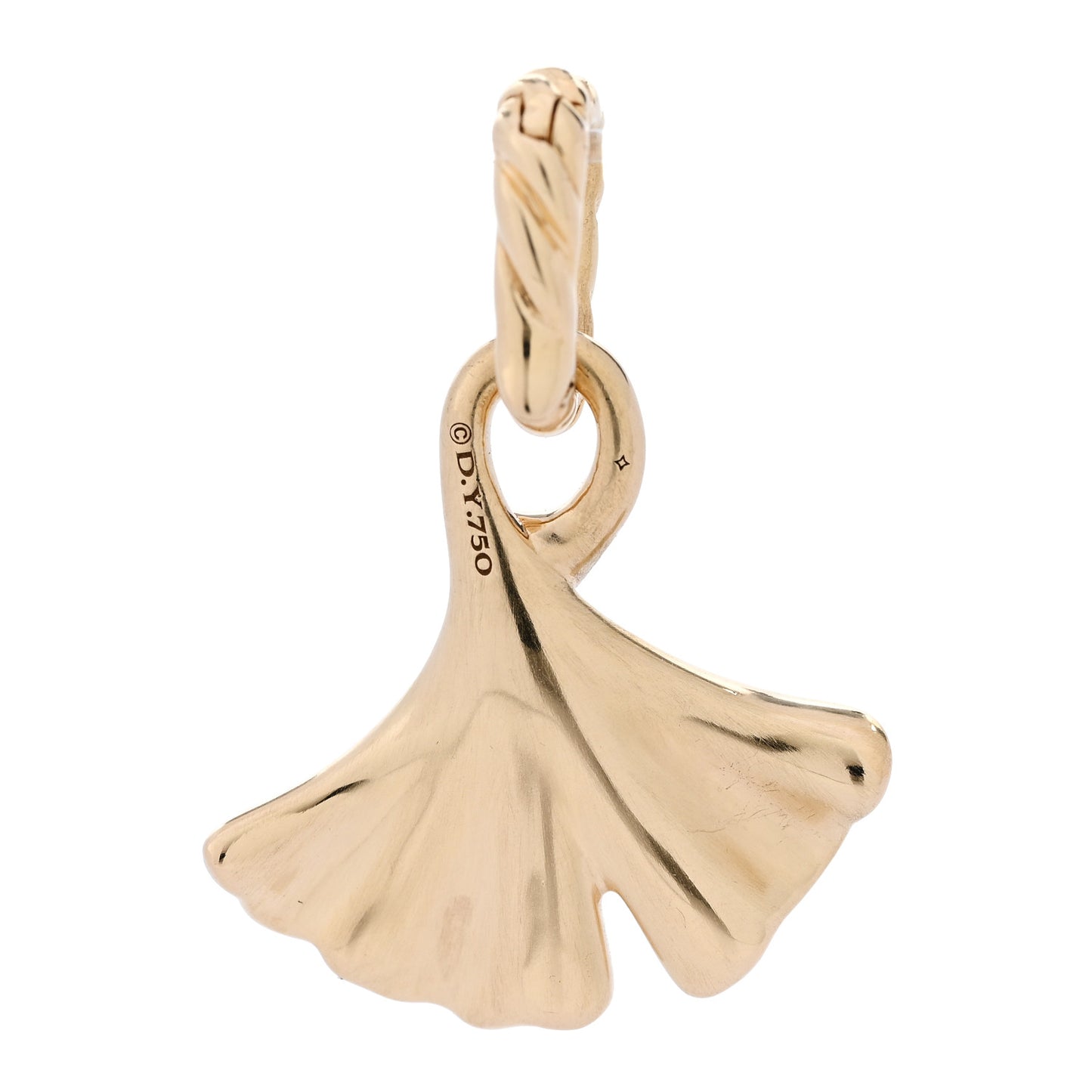 18K Yellow Gold Diamond Gingko Amulet Pendant