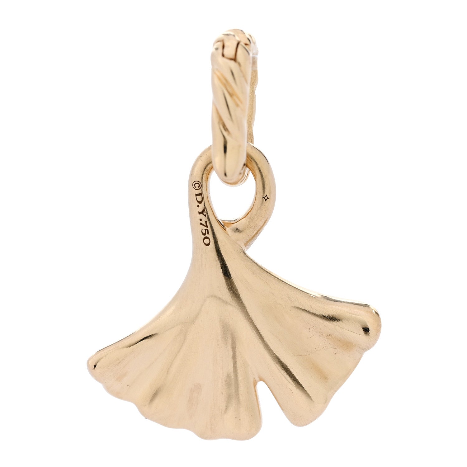 David Yurman 18K Yellow Gold Diamond Gingko Amulet Pendant 3 of 4