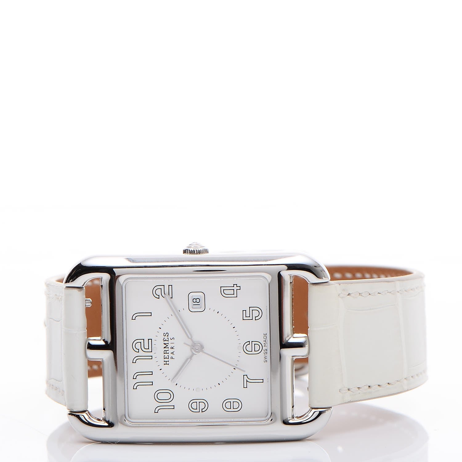 Hermes Stainless Steel Alligator 29mm Cape Cod Quartz Watch Blanc 3 of 8