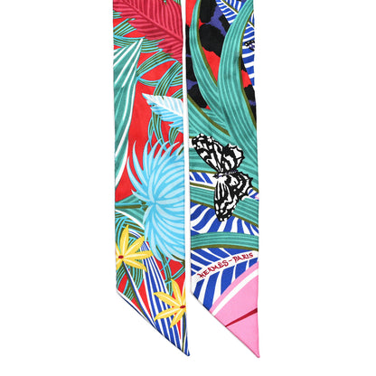 Hermes Silk Jaguar Quetzal Twilly Vert Rouge Rose 2 of 4