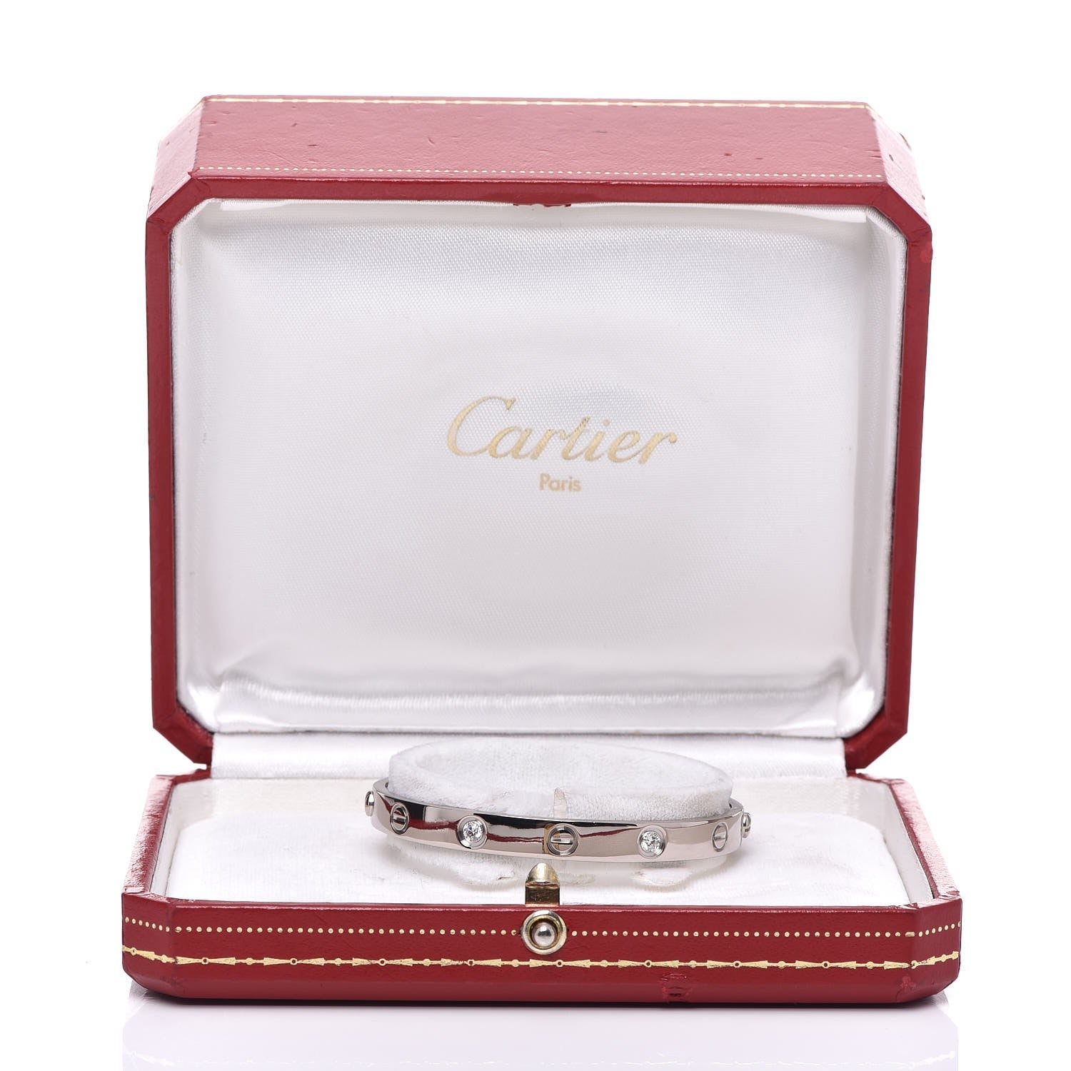 Cartier 18K White Gold 4 Diamond LOVE Bracelet 16 9 of 9