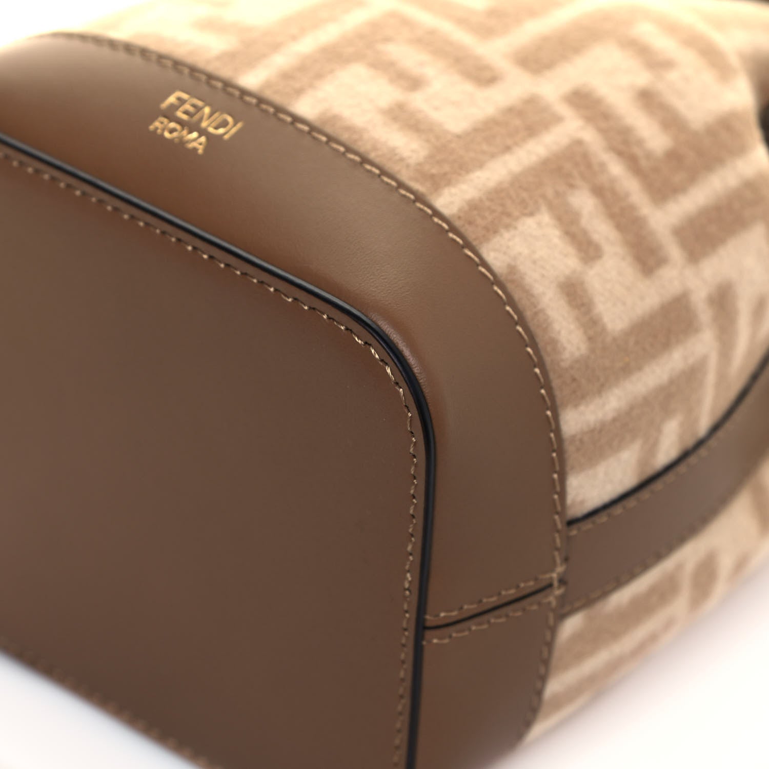 Fendi Wool Vitello King FF 1974 Mini Mon Tresor Bucket Bag Beige Cammello Sand 9 of 11