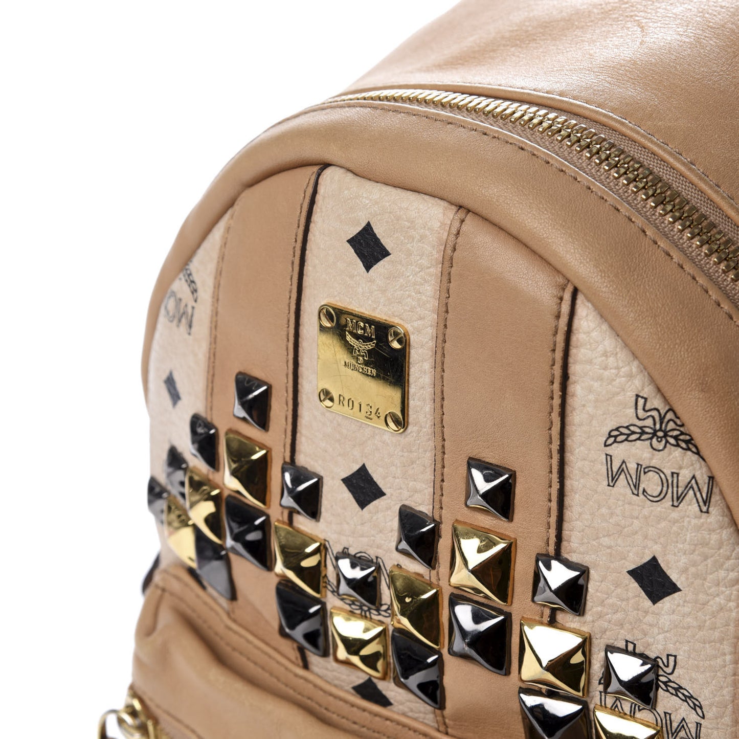Visetos Striped Studded Small Stark M Backpack Beige