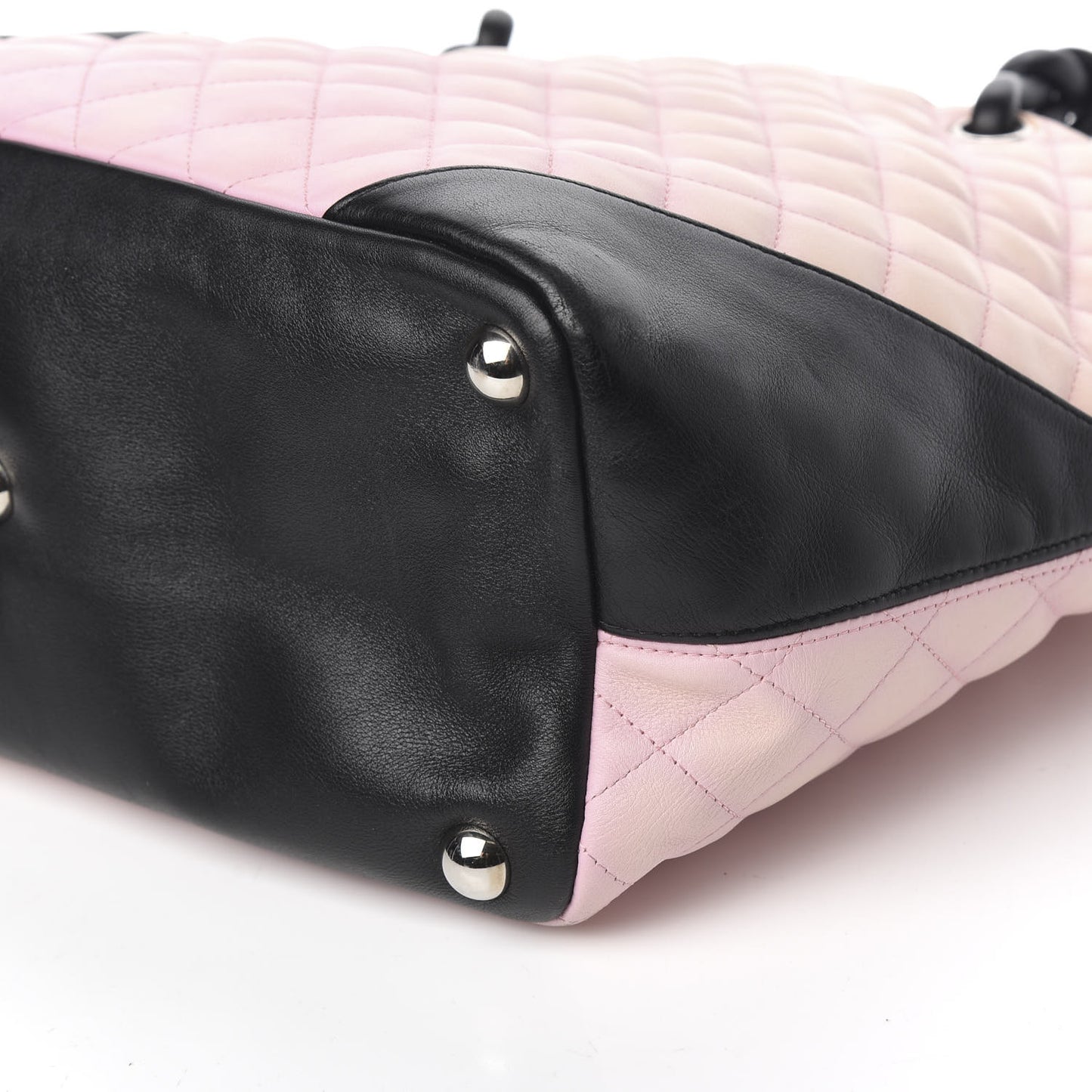 Calfskin Quilted Large Cambon Tote Pink Black