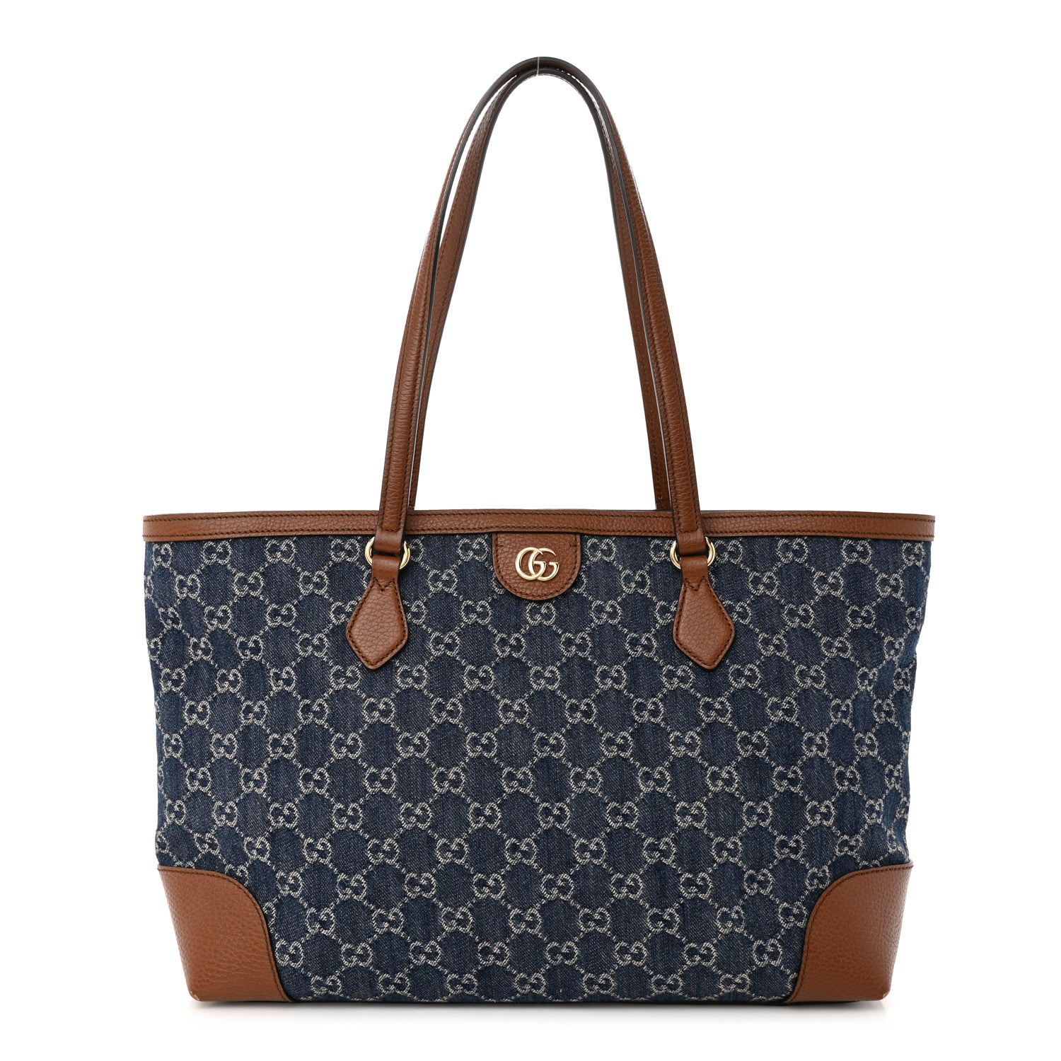 Gucci New Denim GG Monogram Medium Ophidia Shopping Tote Blue Tea Cuir 1 of 13