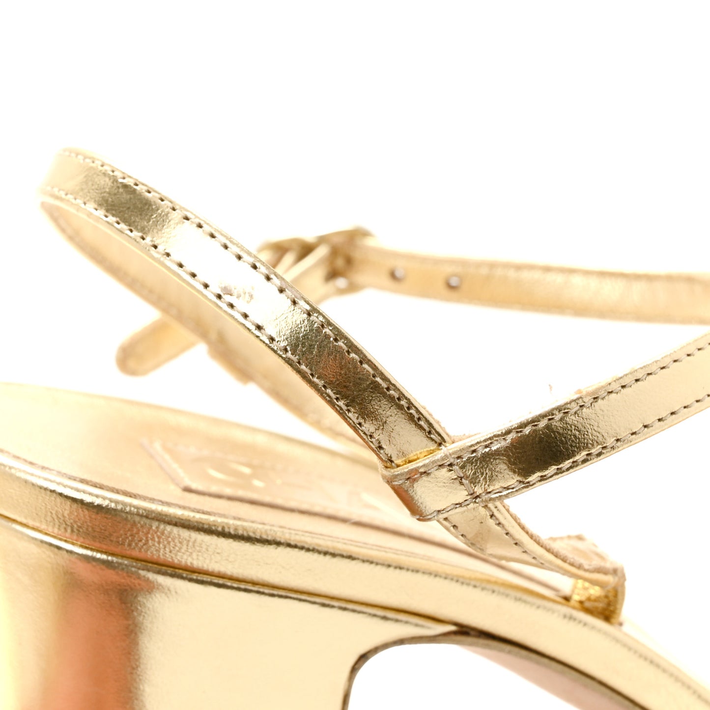 Metallic Lambskin CC Strappy Sandals 38 Gold