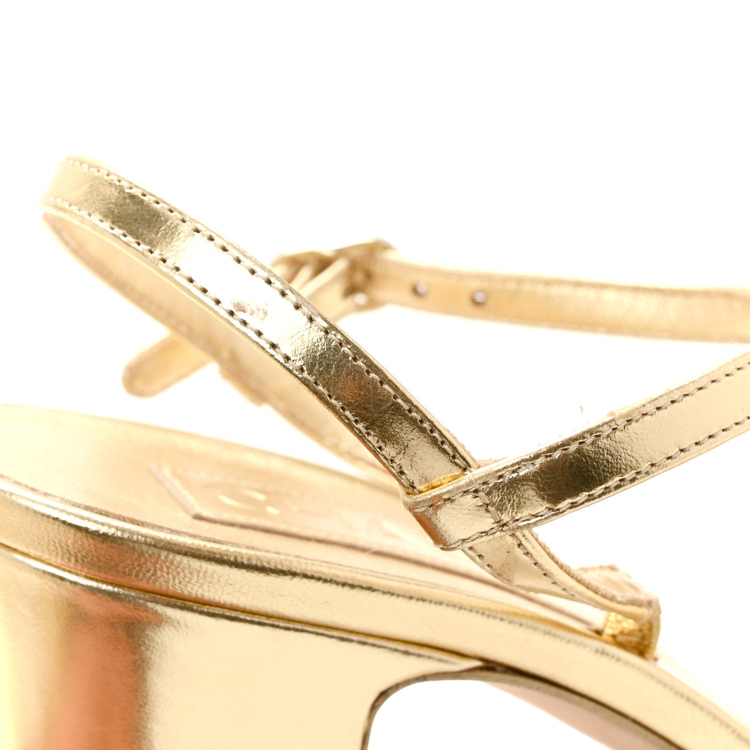 Chanel Metallic Lambskin CC Strappy Sandals 38 Gold 11 of 12