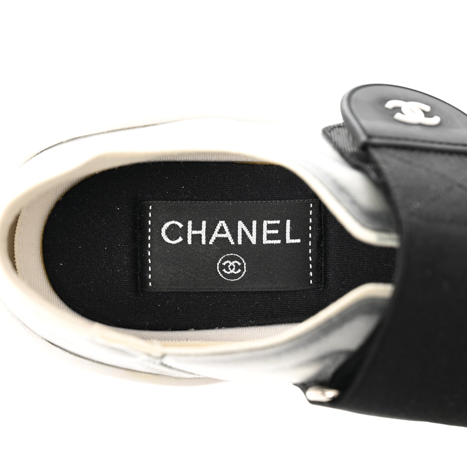 Chanel Mesh Lycra CC Sneakers 35 White Black 6 of 8