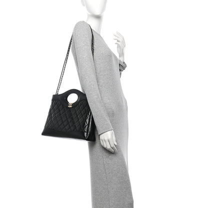 Chanel Shiny Lambskin Quilted 31 Shopping Bag Black 3 of 23