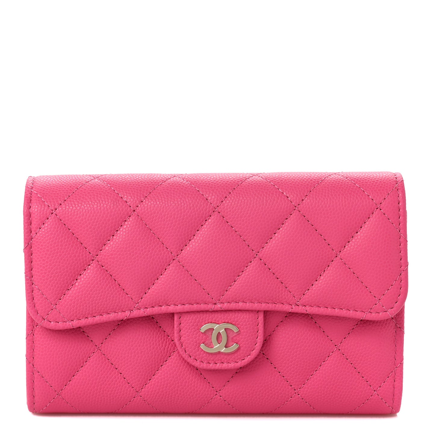 Caviar Quilted Medium Flap Wallet Pink