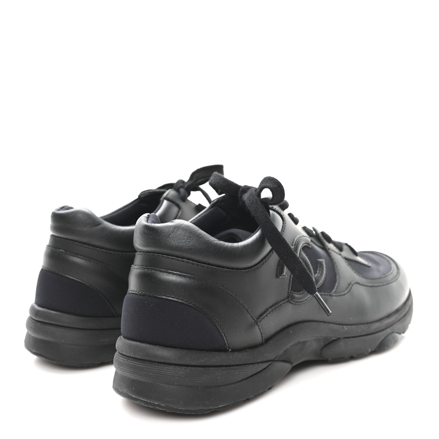 Lambskin Fabric CC Uniform Sneakers 39.5 Black