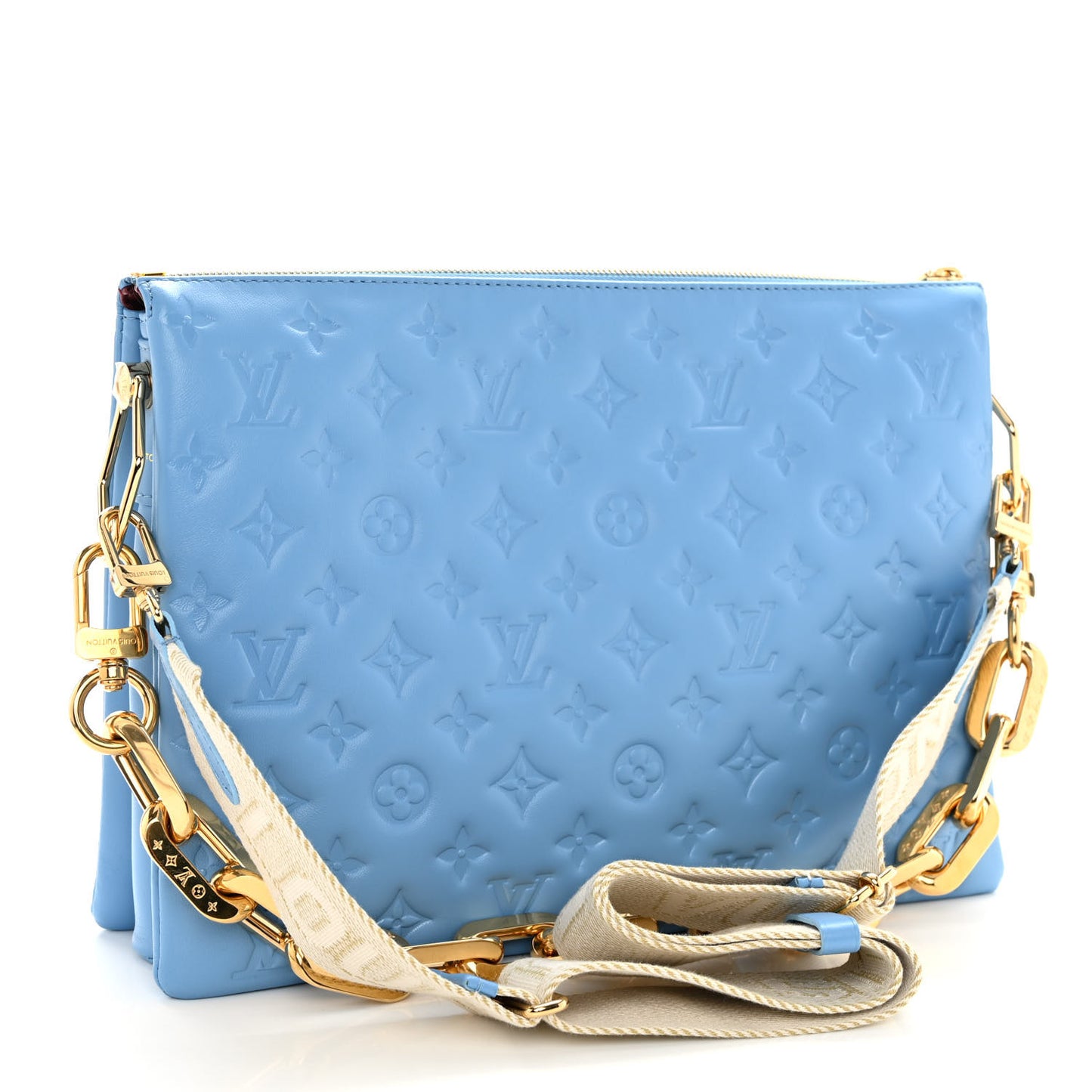 Lambskin Embossed Monogram Coussin MM Bleuet
