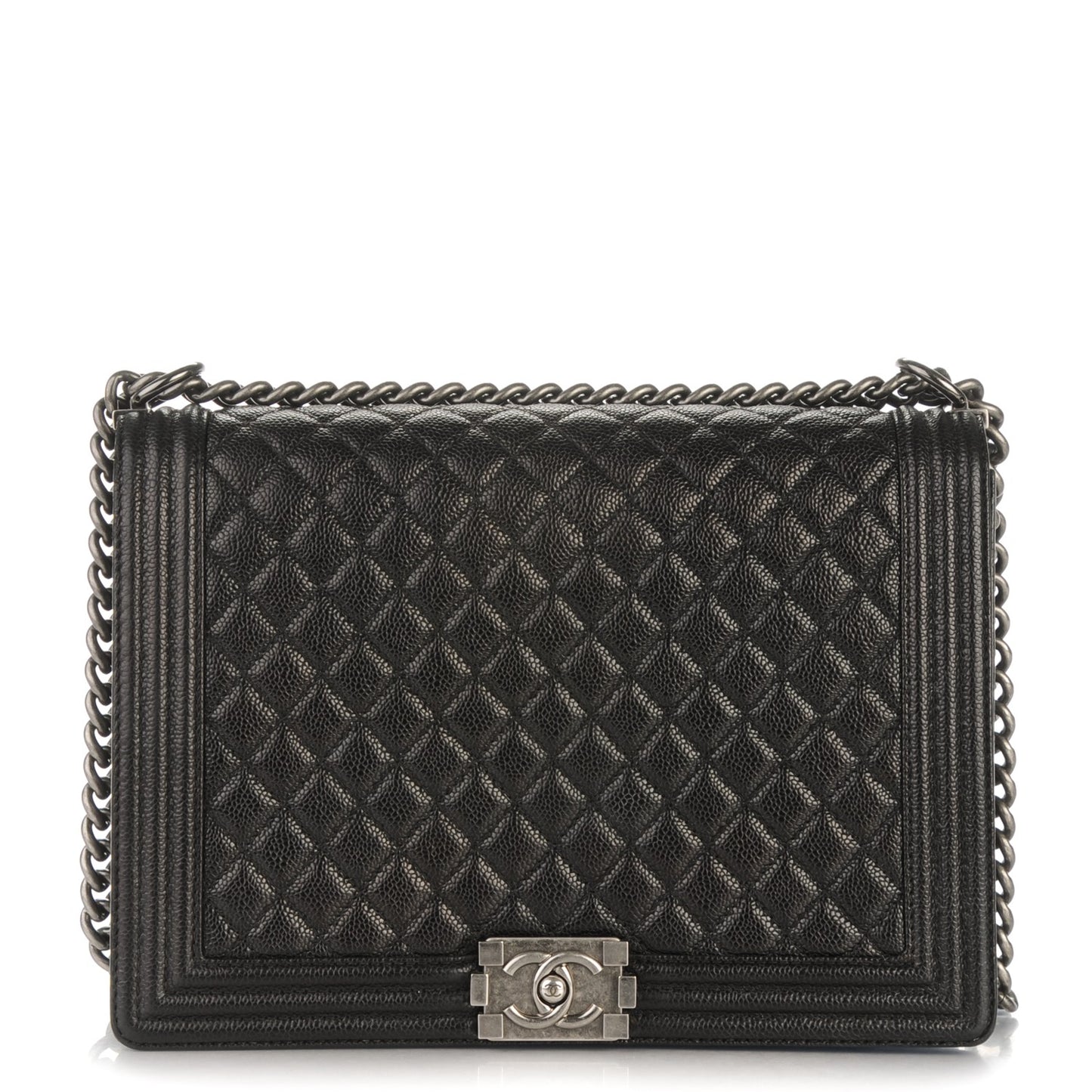 Caviar Quilted Large Boy Flap Black