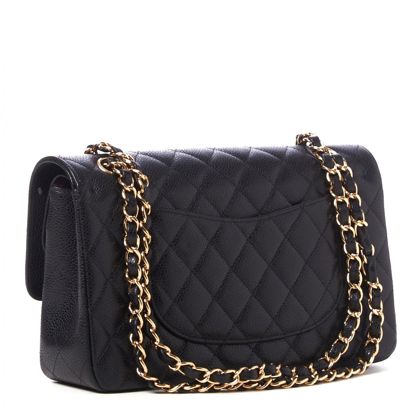 Caviar Quilted Medium Double Flap Black