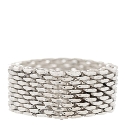 Tiffany Sterling Silver Somerset Mesh Ring 56 7.5 3 of 5