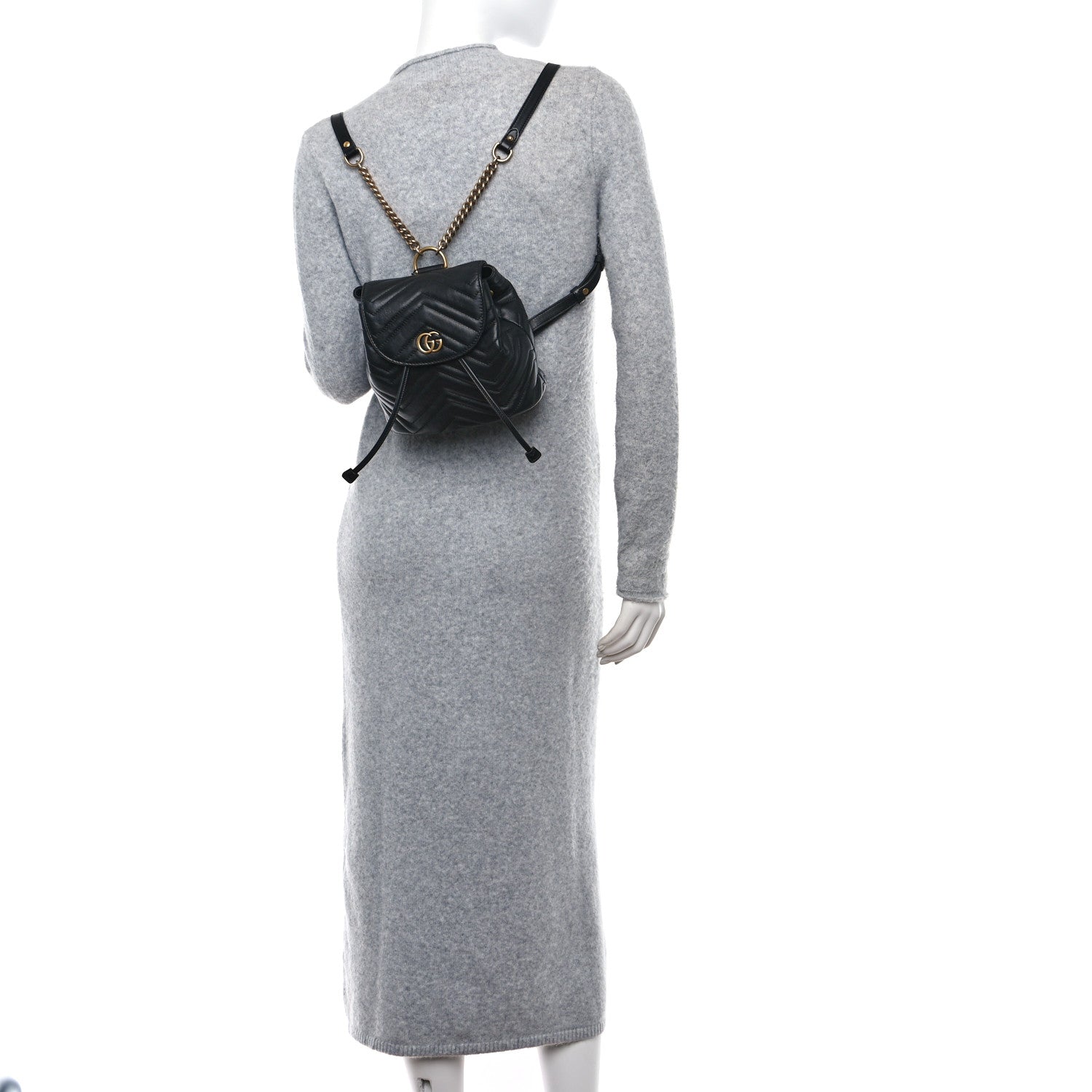 Gucci Calfskin Matelasse GG Marmont Flap Backpack Black 2 of 10