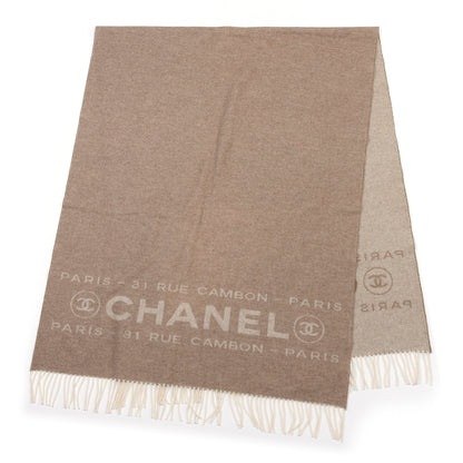 Chanel Cashmere CC Logo Stole Beige 2 of 5