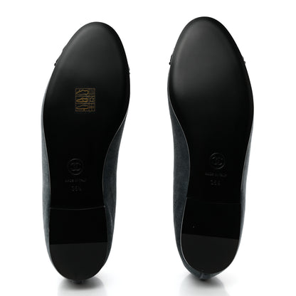 Chanel Velvet Cap Toe Ballerina Flats 36.5 Blue Black 5 of 8