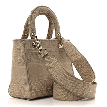 Christian Dior Canvas Embroidered Cannage Medium Lady D-Lite Beige 2 of 9