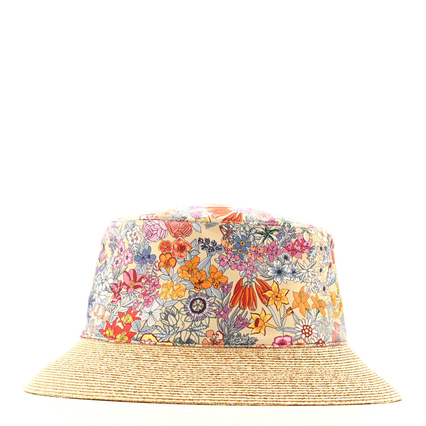 Straw Silk Cotton Harper Bloom Bucket Hat 58 Naturel Beige